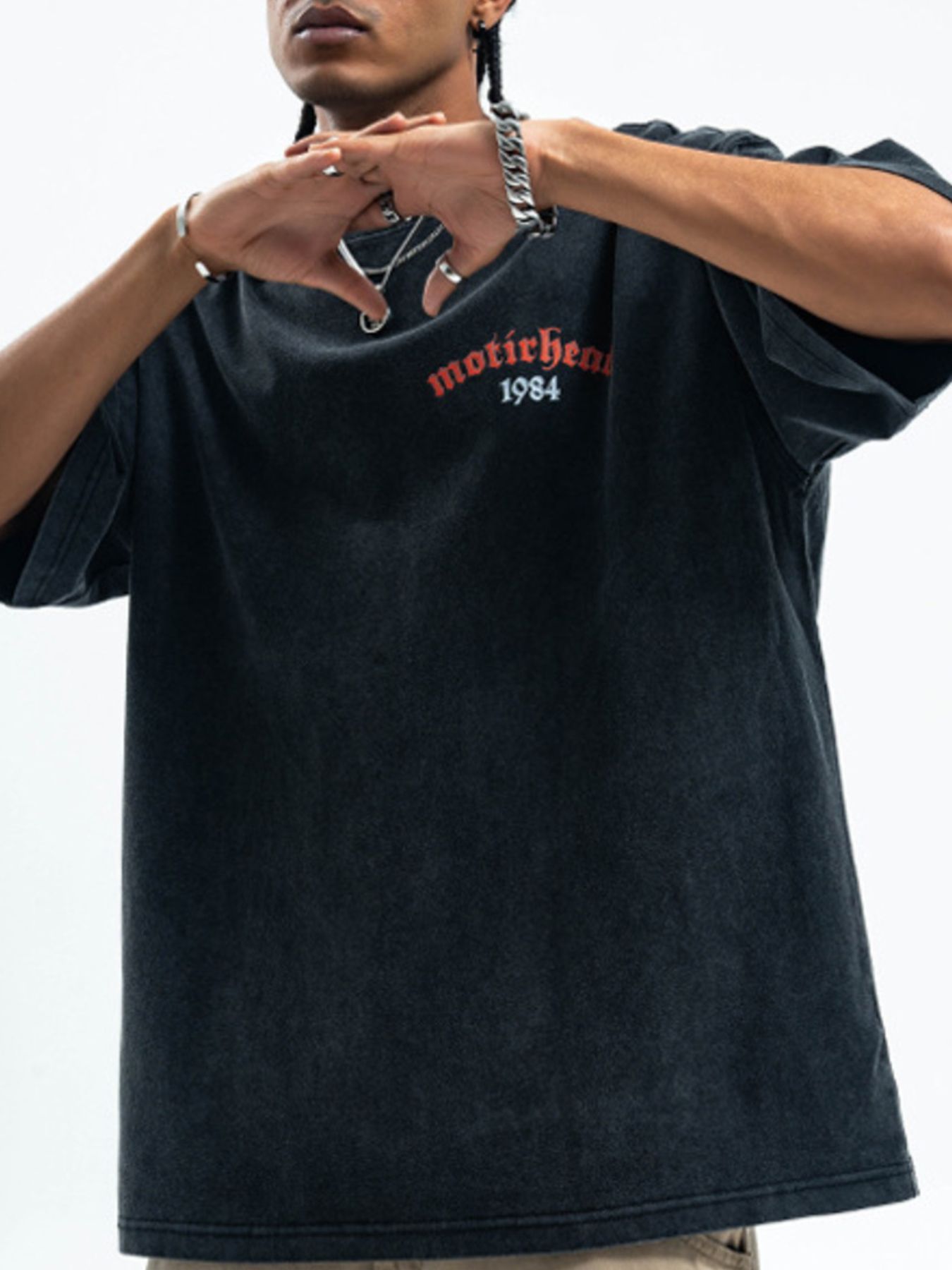 Men's Vintage Letter Graphic Washed T-Shirt