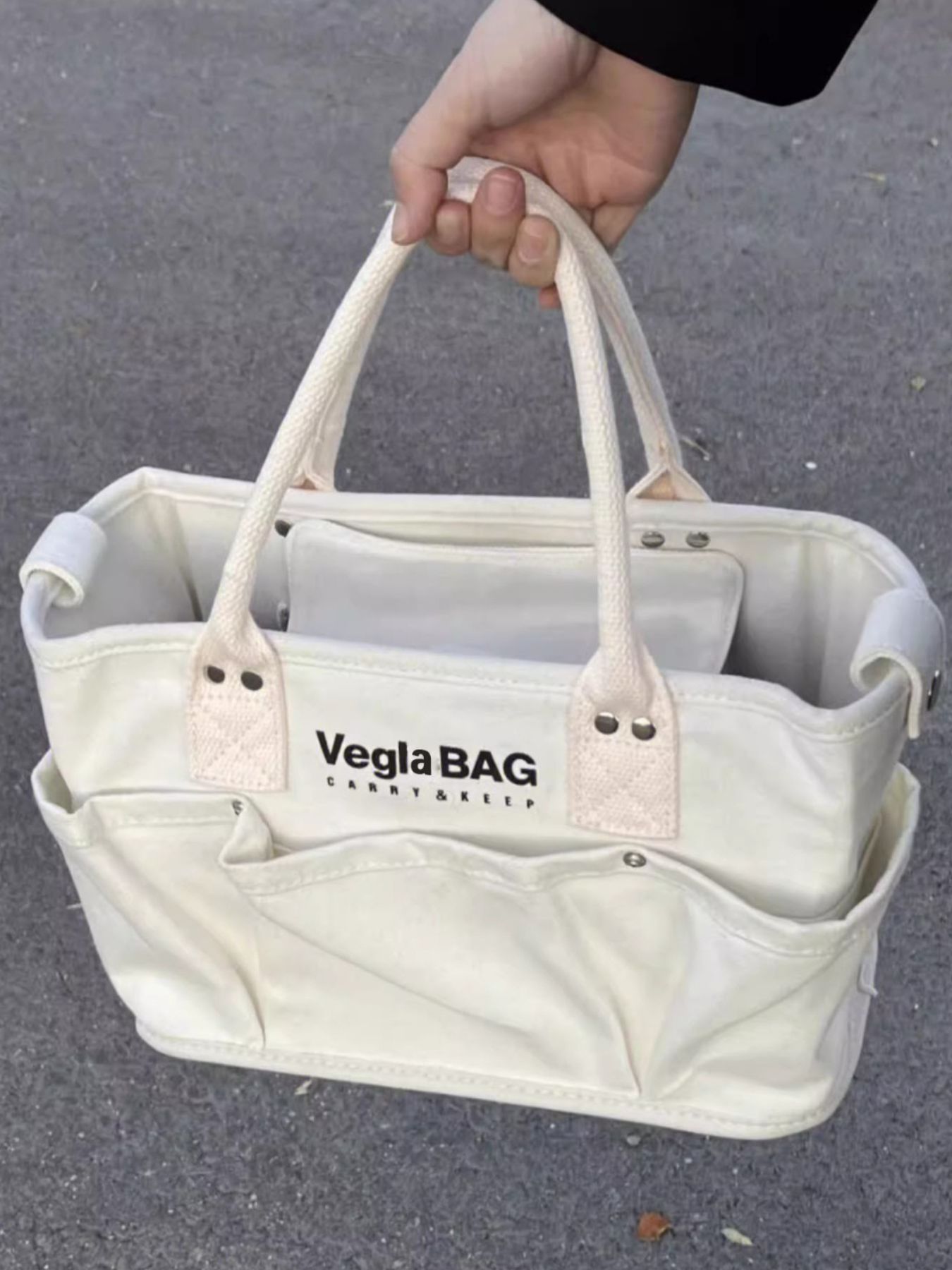 Multi Pockets Canvas Handbag