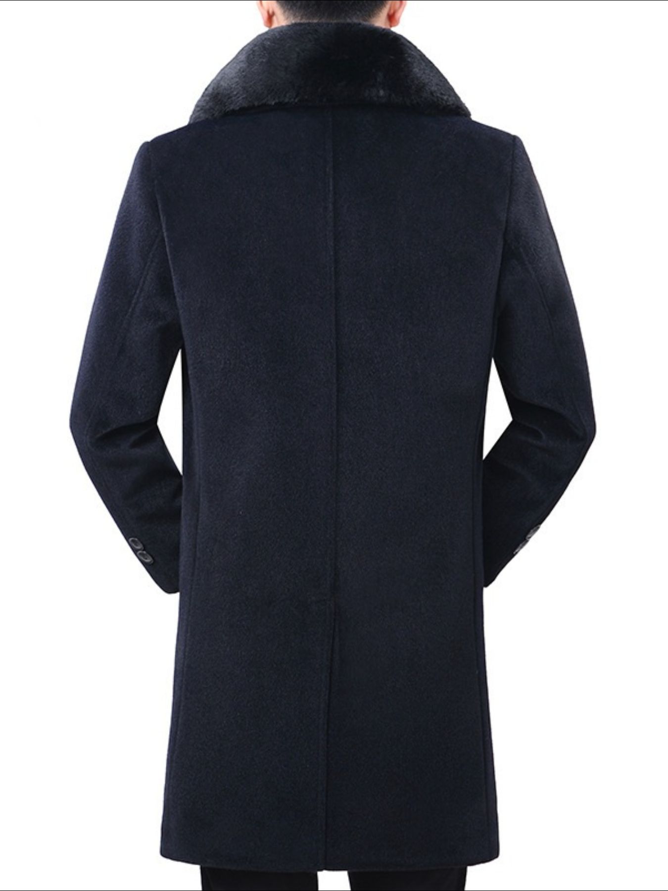 Men's Fur Collar Button Up Overcoat