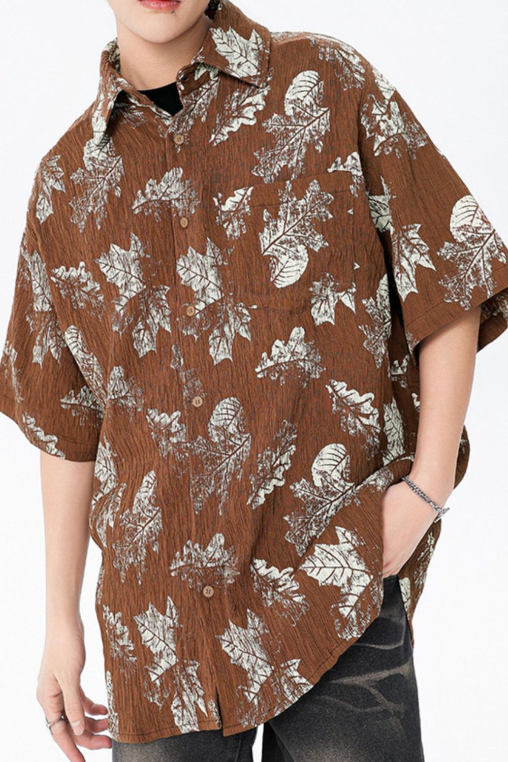Men's Printed Oversized Button-Down Shirt