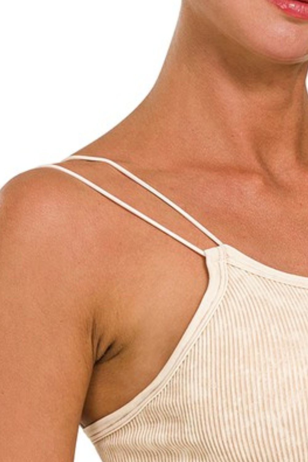 Washed Ribbed Seamless Double Strap Brami