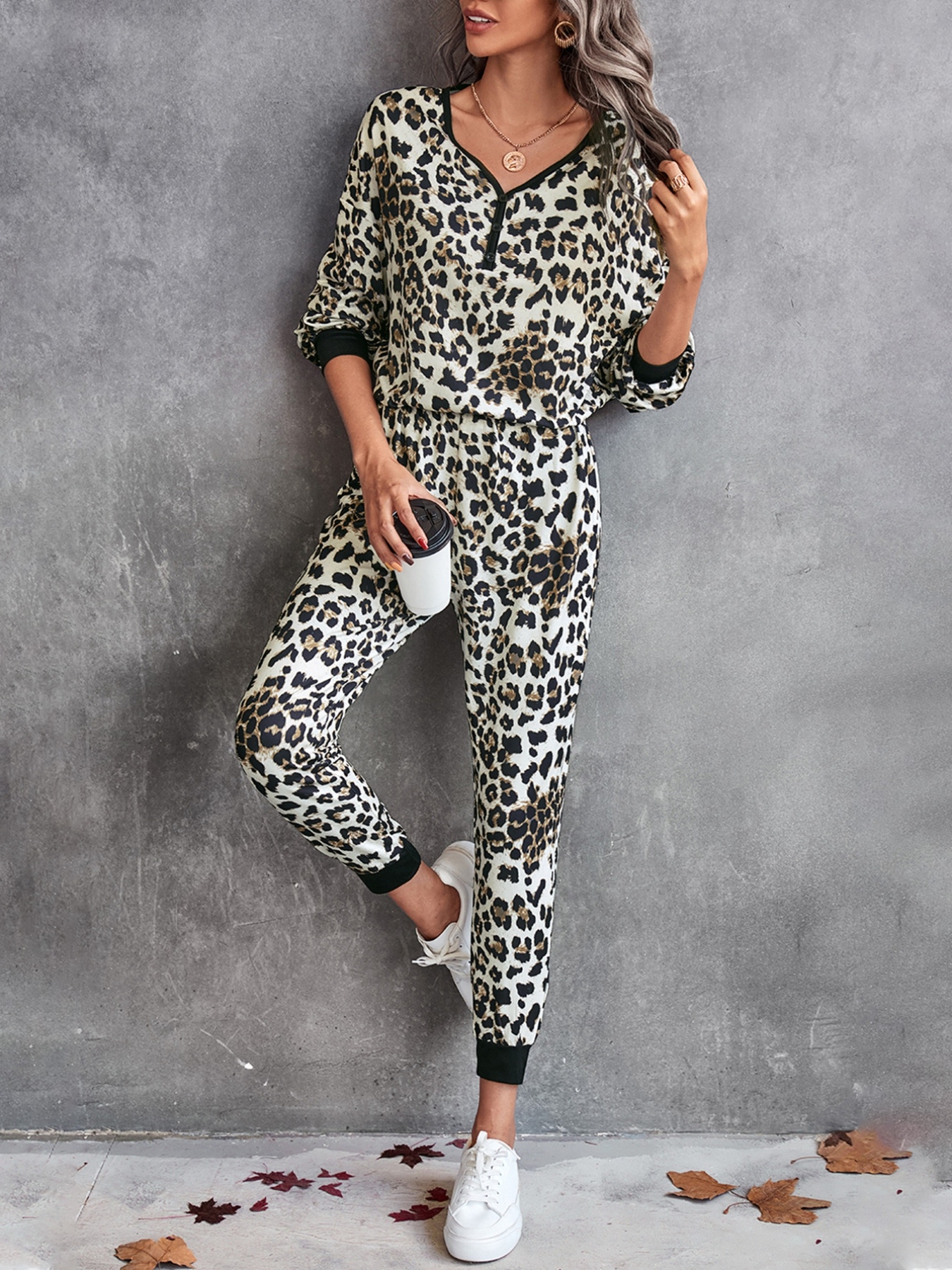 Leopard Long Sleeve Top and Pants Set