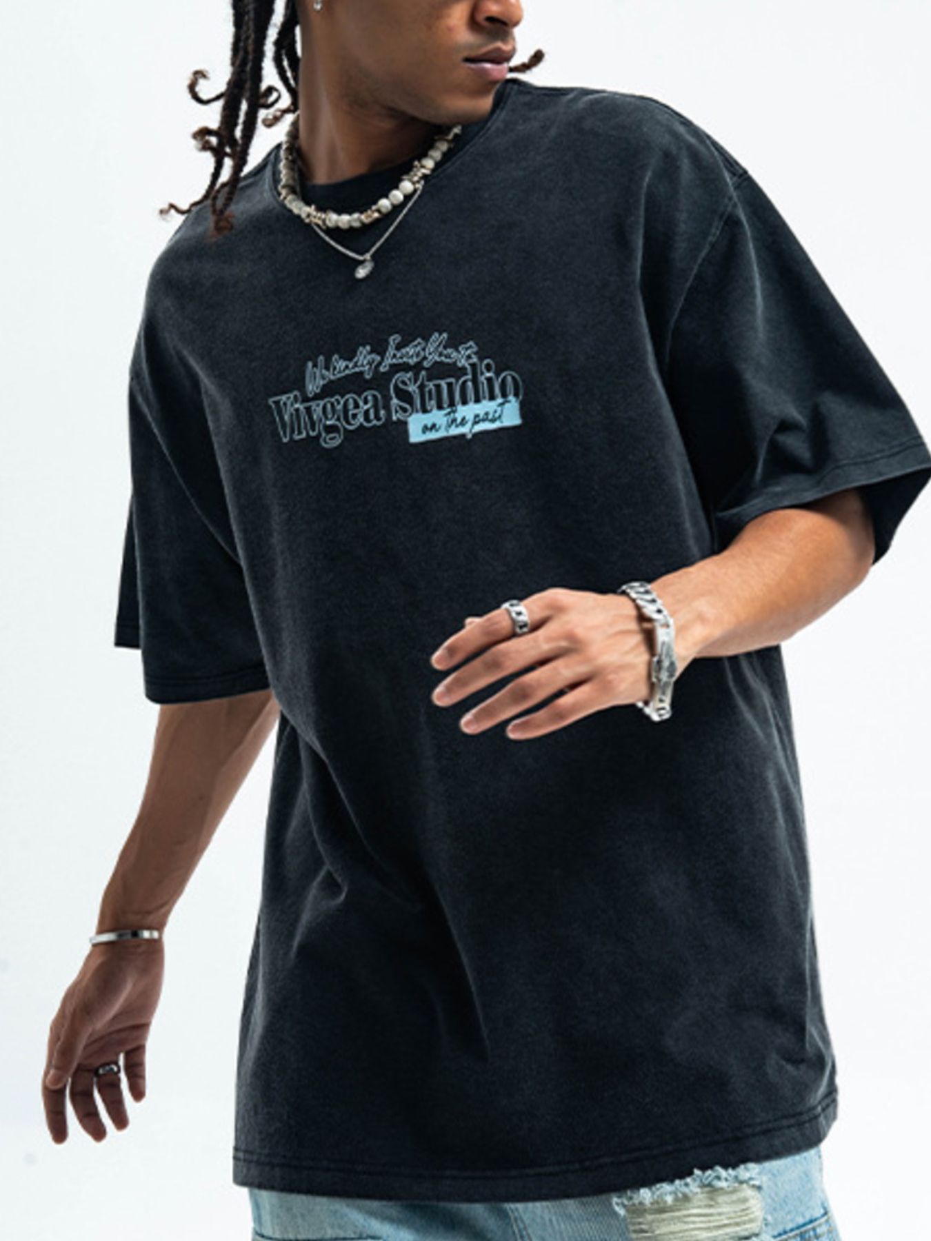 Men's Letter Round Neck Short Sleeve T-Shirt