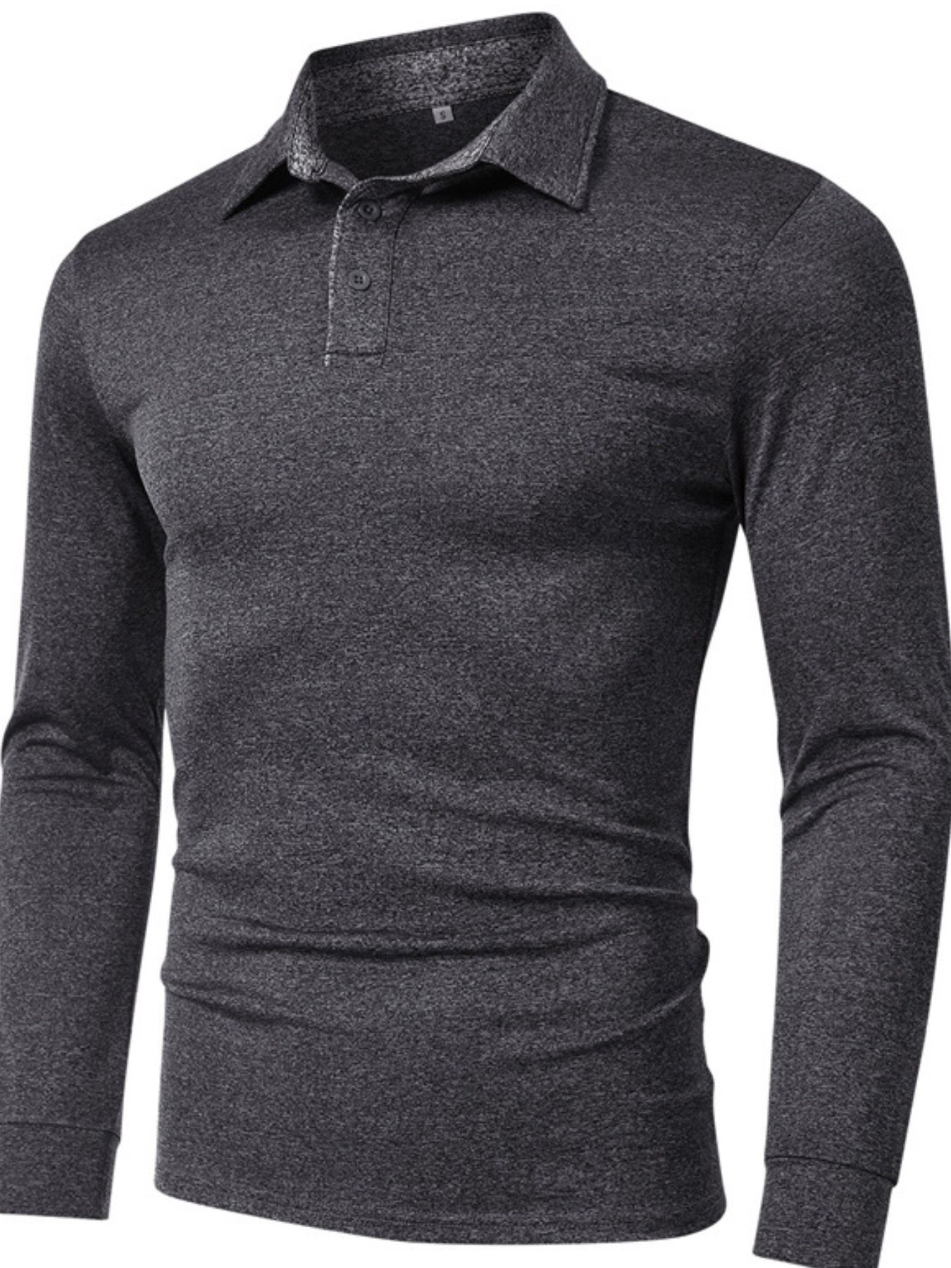 Men's Classic Long Sleeve Slim Fit Polo Shirt