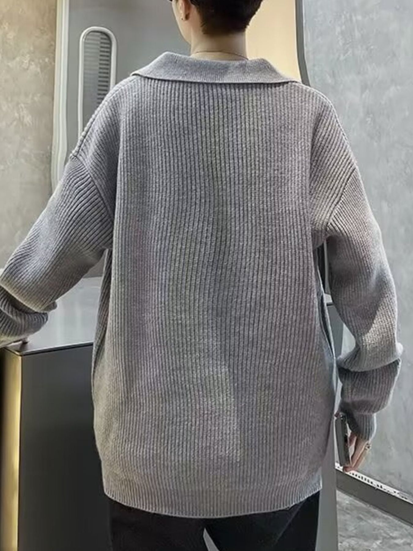 Men's Casual Knitted Polo Collar Pullover