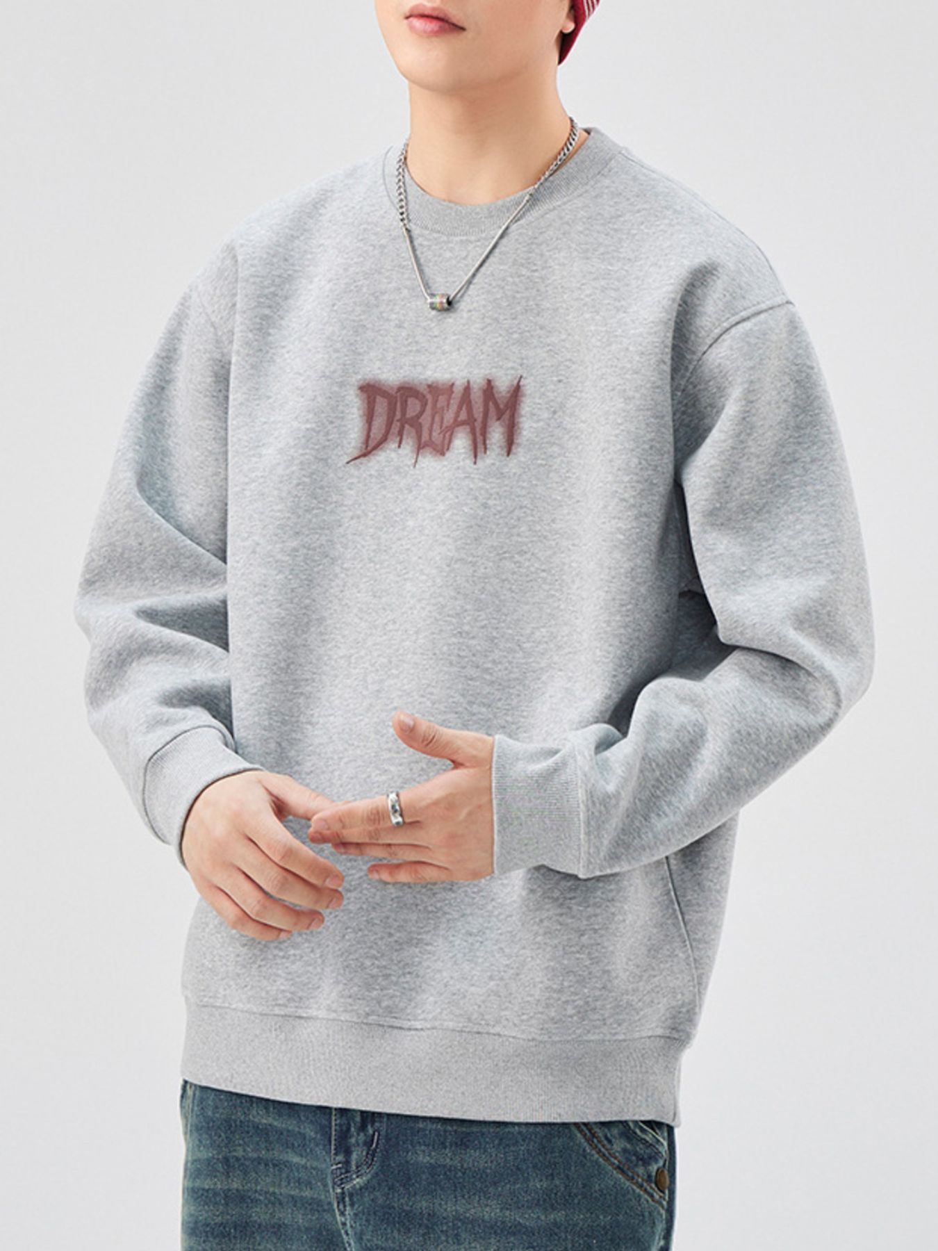 Men's Plus Size Crew Neck Dropped Shoulder Sweatshirt