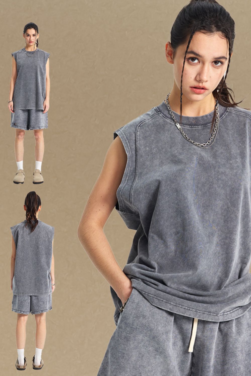 Men's Round Neck Solid Color Tank