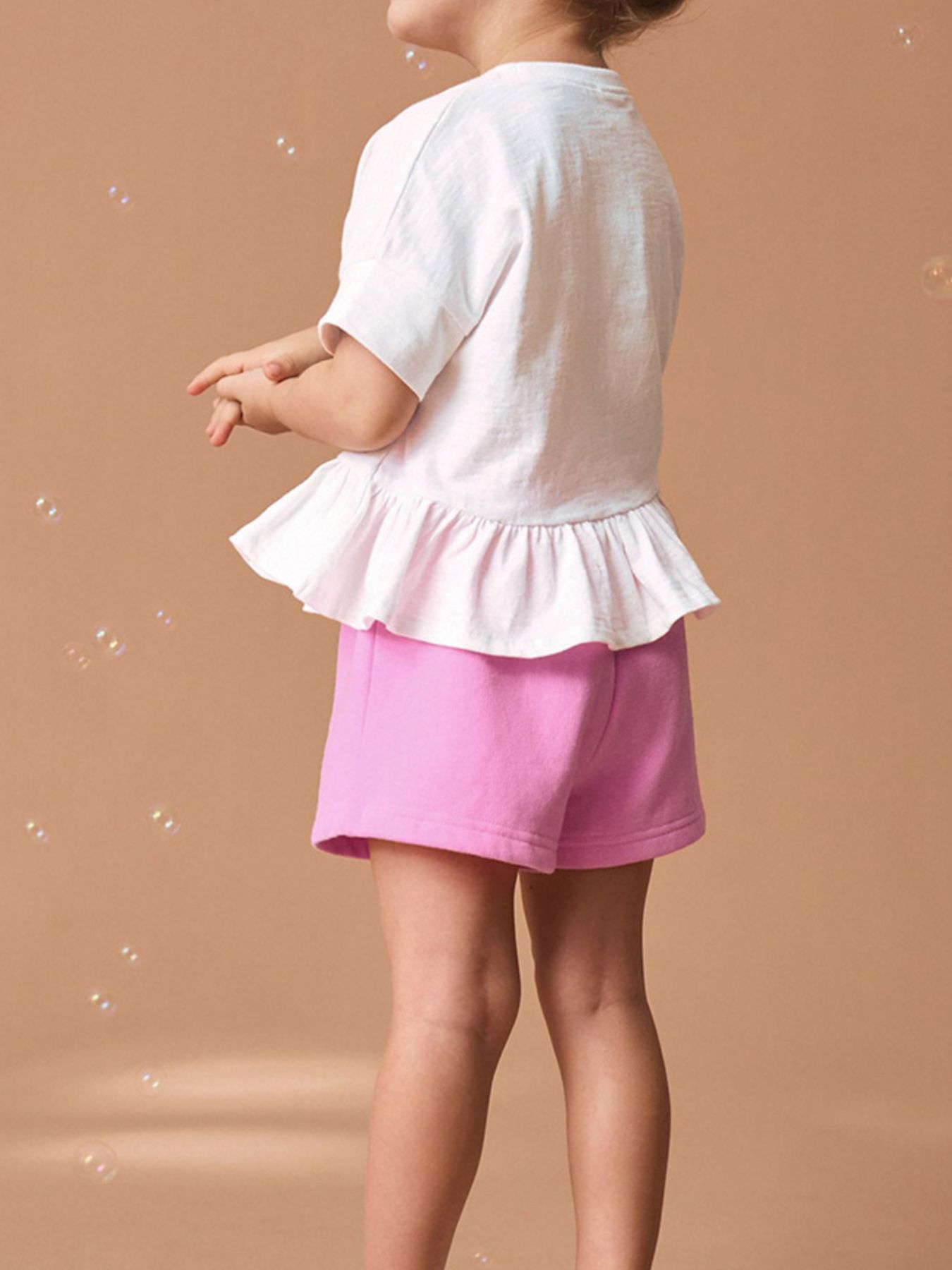 Children's Sequin Rainbow Ruffle Hem Top and Shorts Set