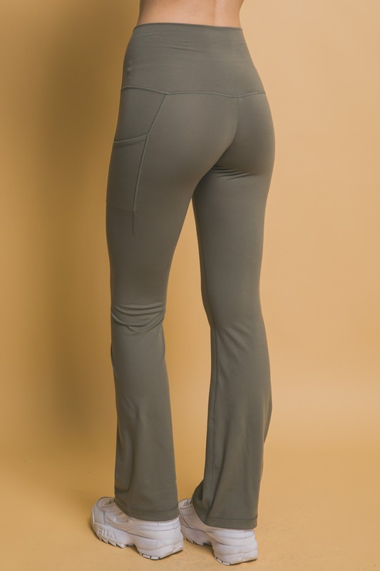 High Waist Flare Active Leggings with Side Pockets