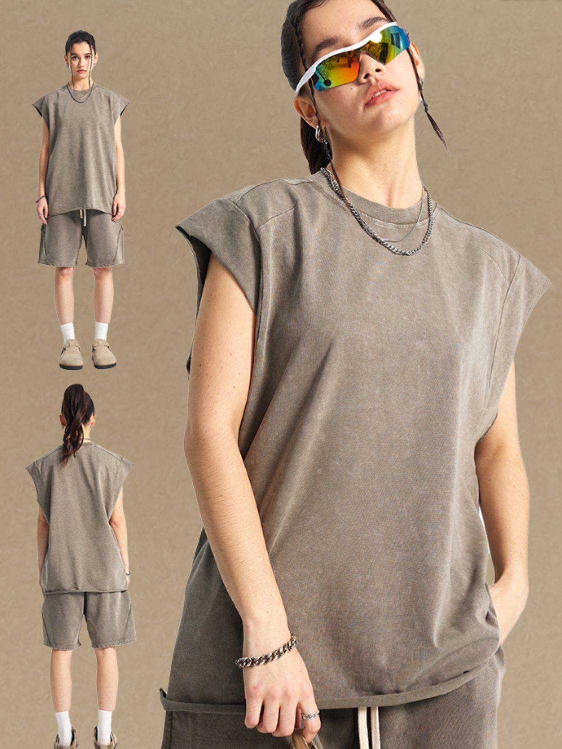 Men's Washed Round Neck Tank