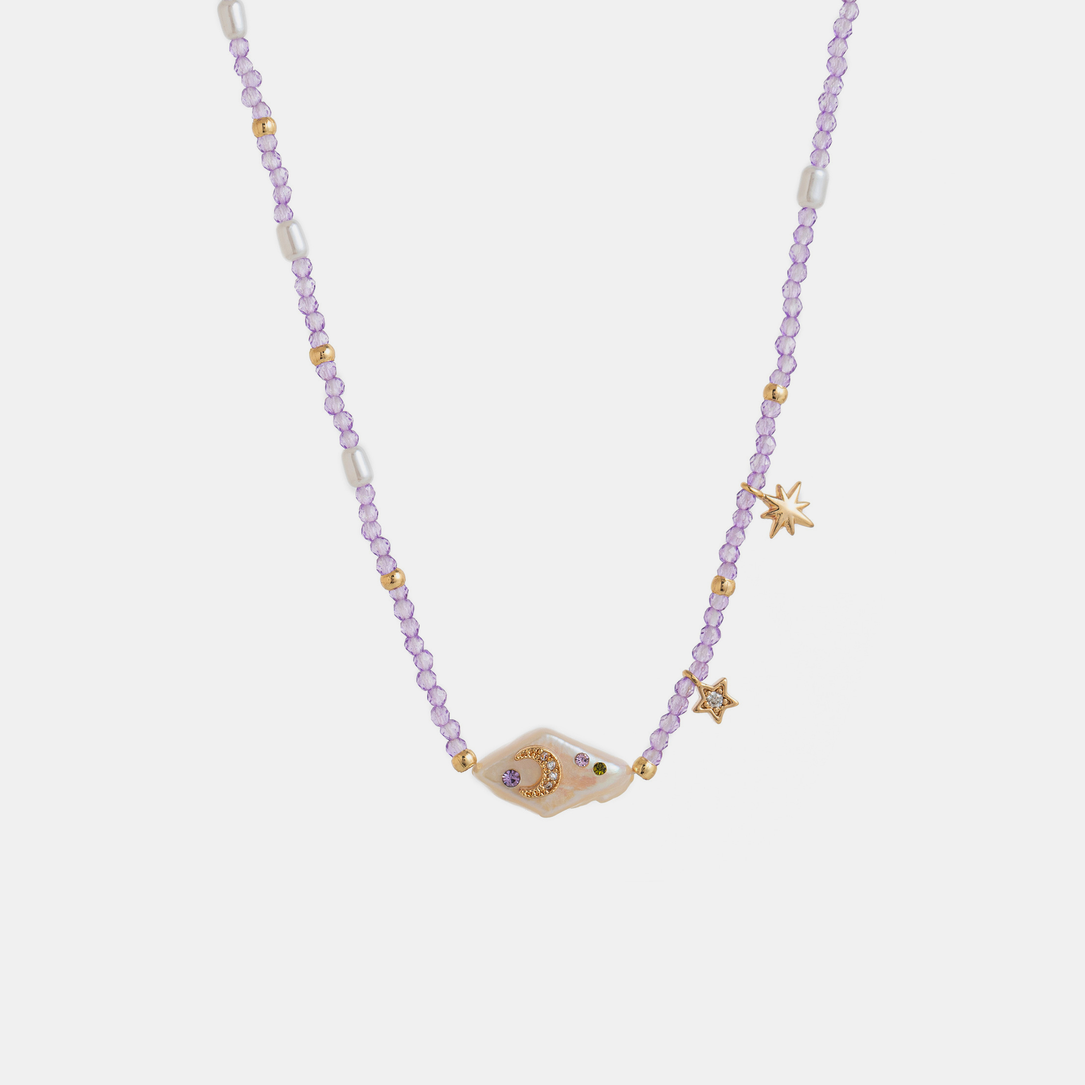 Freshwater Pearl Star Moon Beaded Necklace