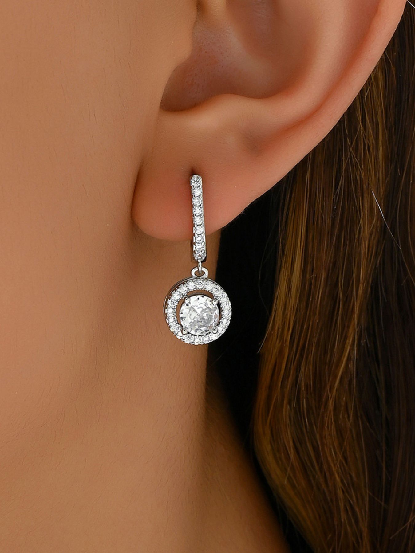 Stainless Steel Zircon Drop Earrings