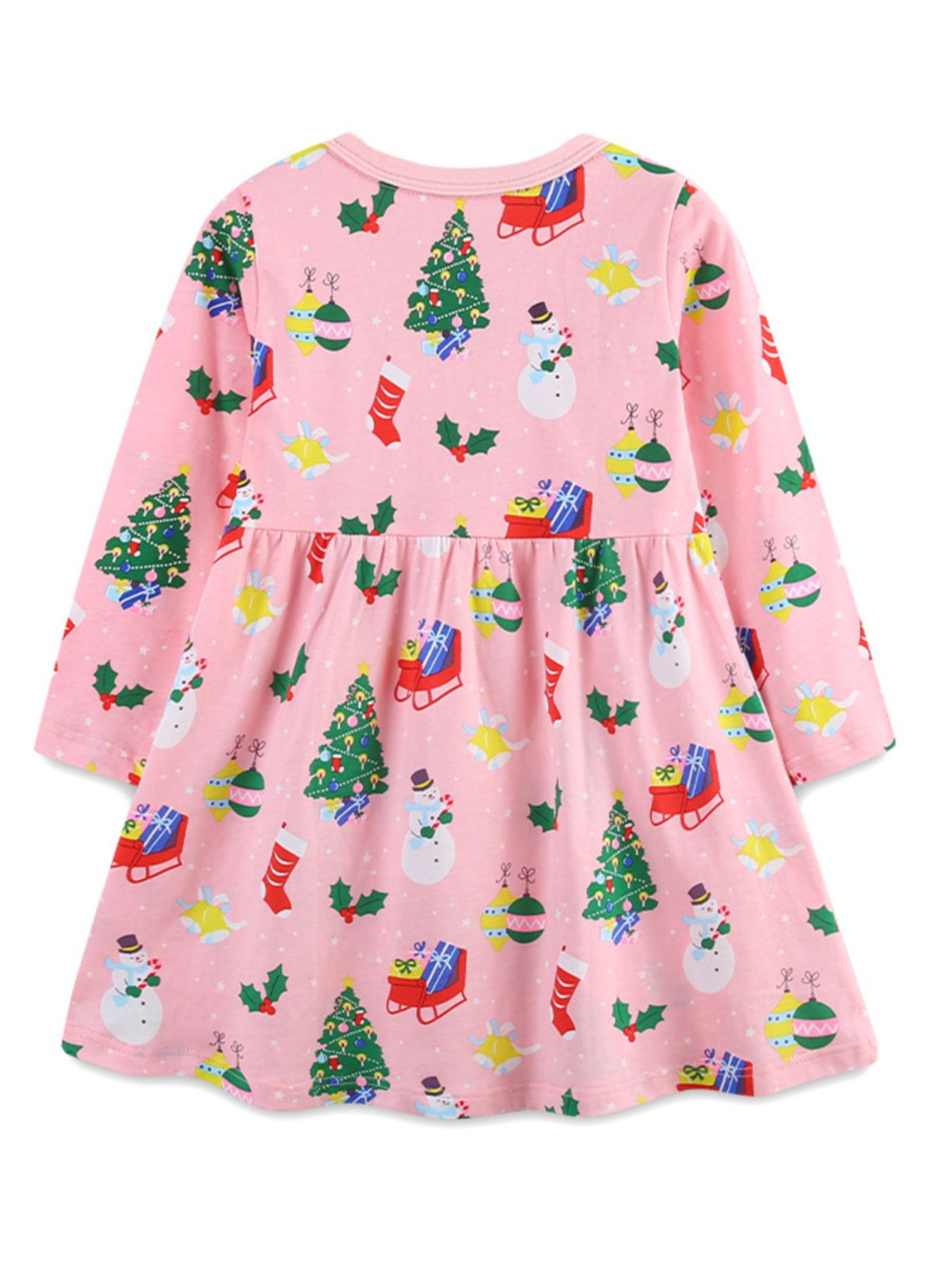 Children's Christmas Print Long Sleeve Casual Dress