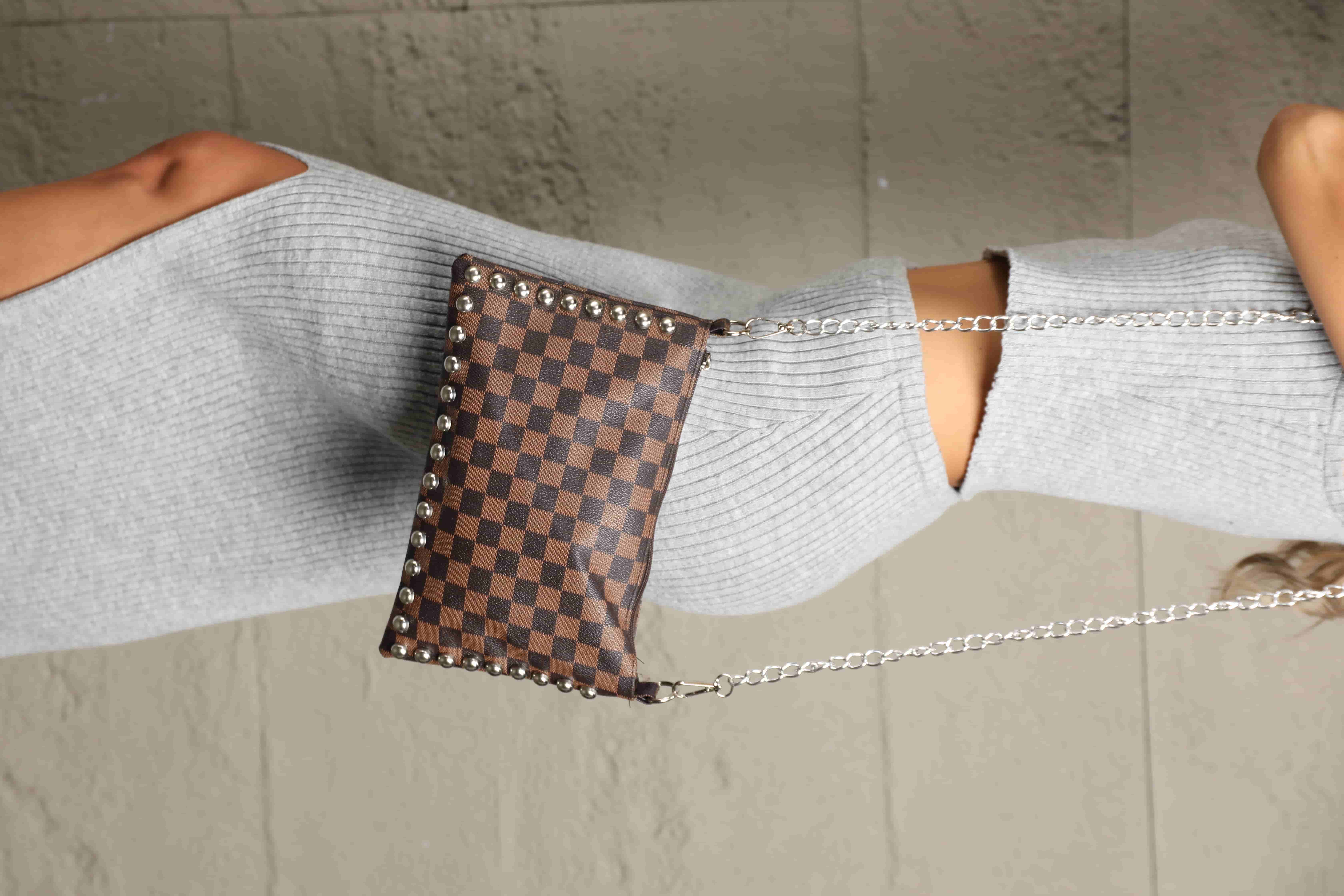 PU Leather Studded Shoulder Bag