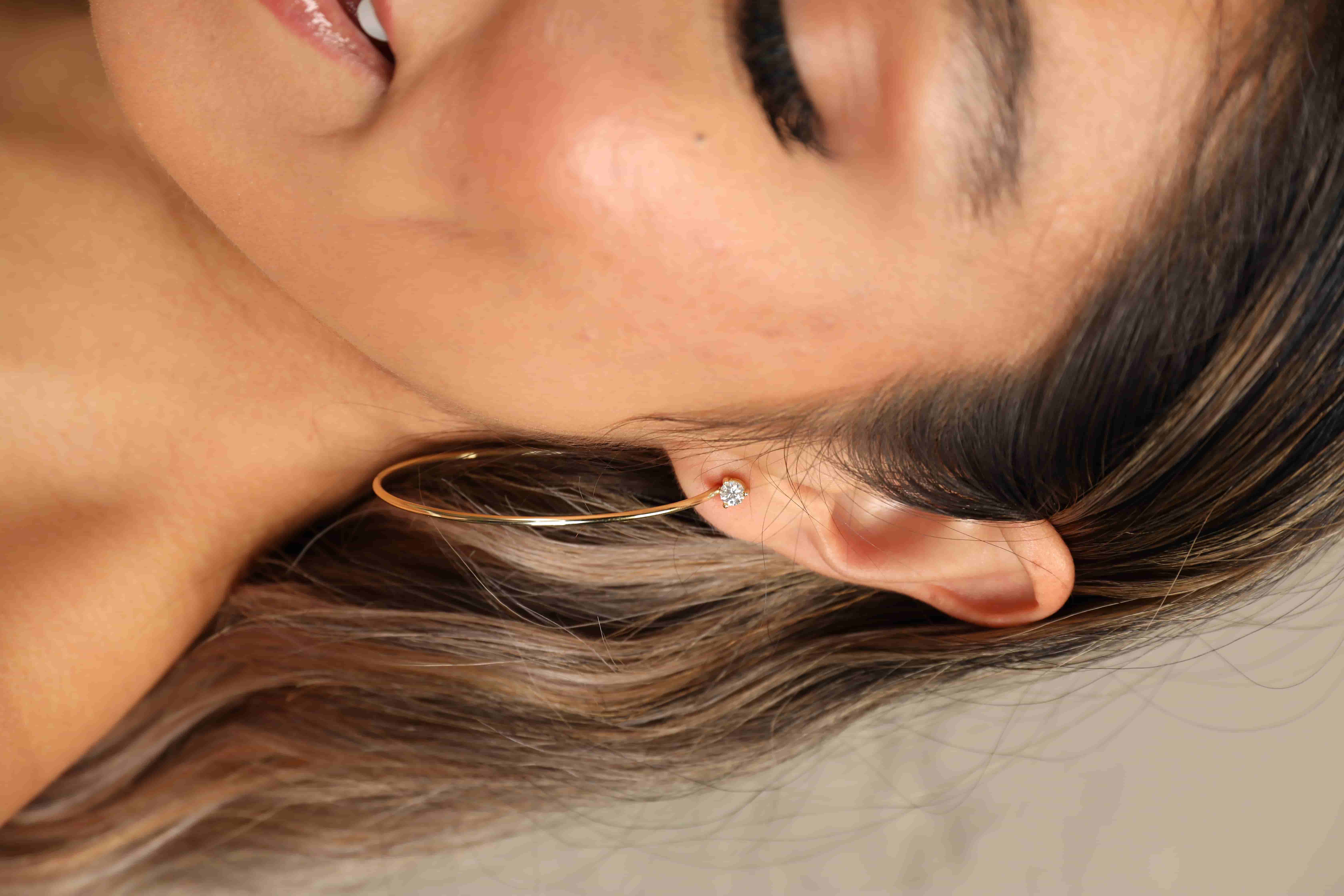 925 Sterling Silver Moissanite Hoop Earrings