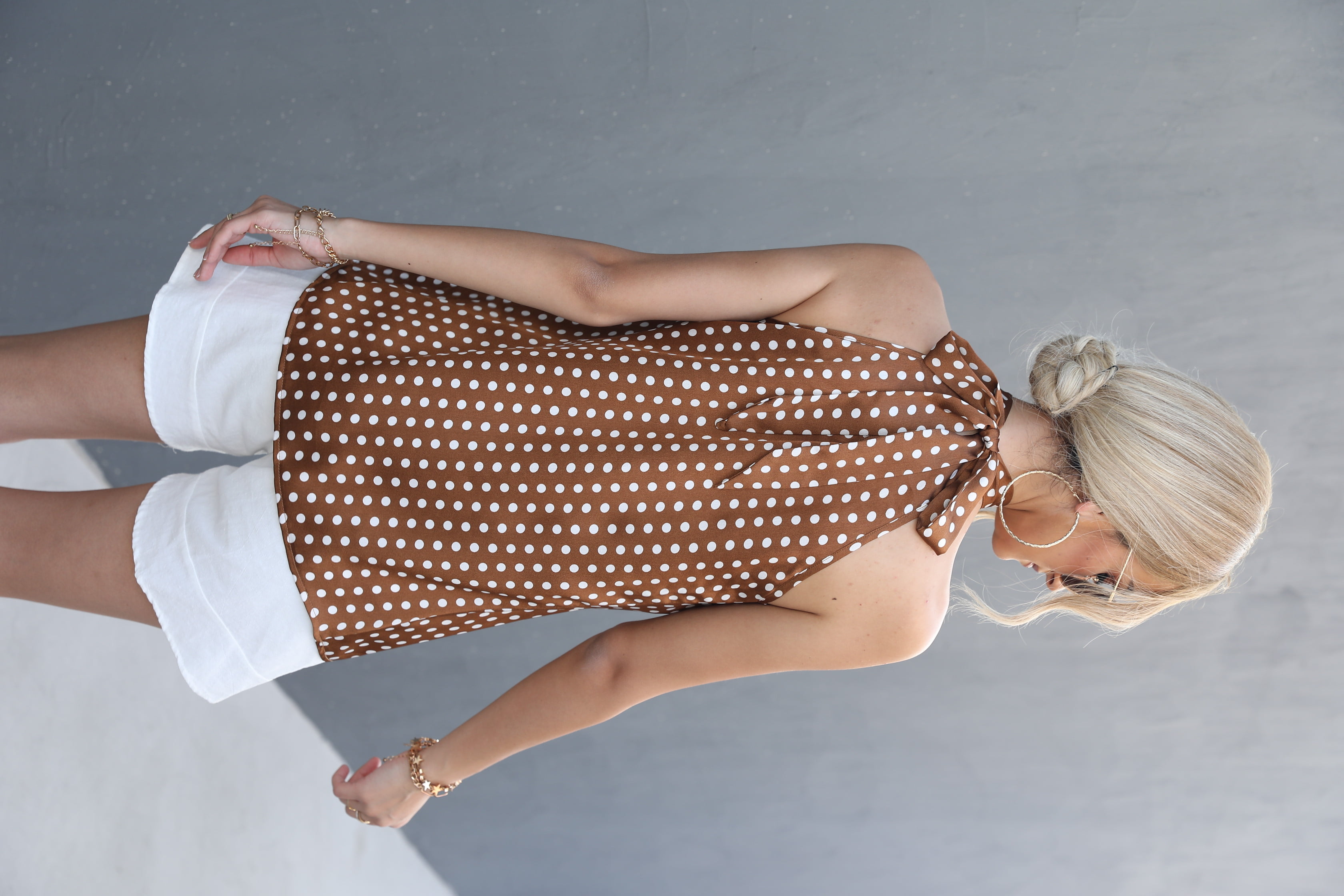 Polka Dot Grecian Neck Tank