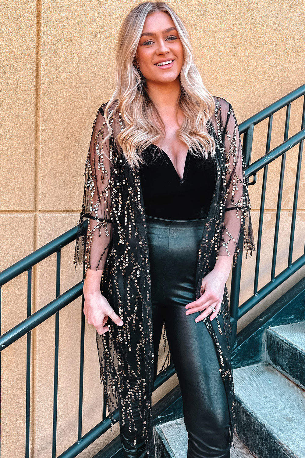 Sequin Open Front Sheer Cardigan view 6