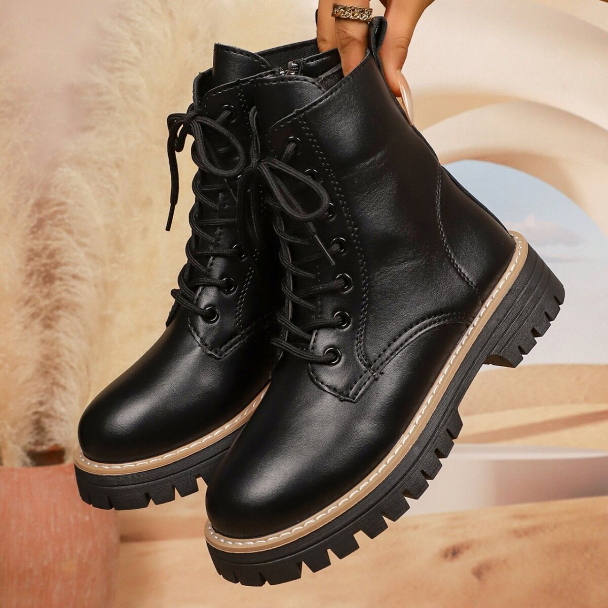 Lace-Up Platform Boots