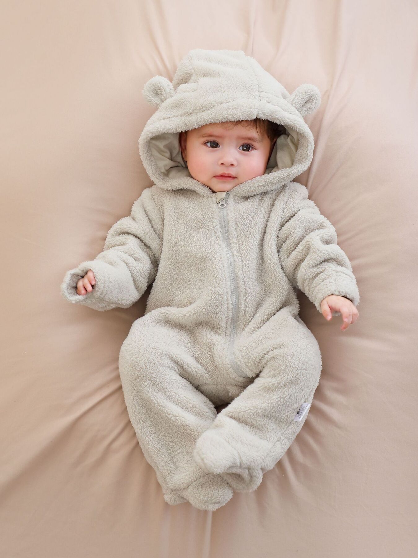 Children's Cozy Bear Hooded Fleece One-Piece