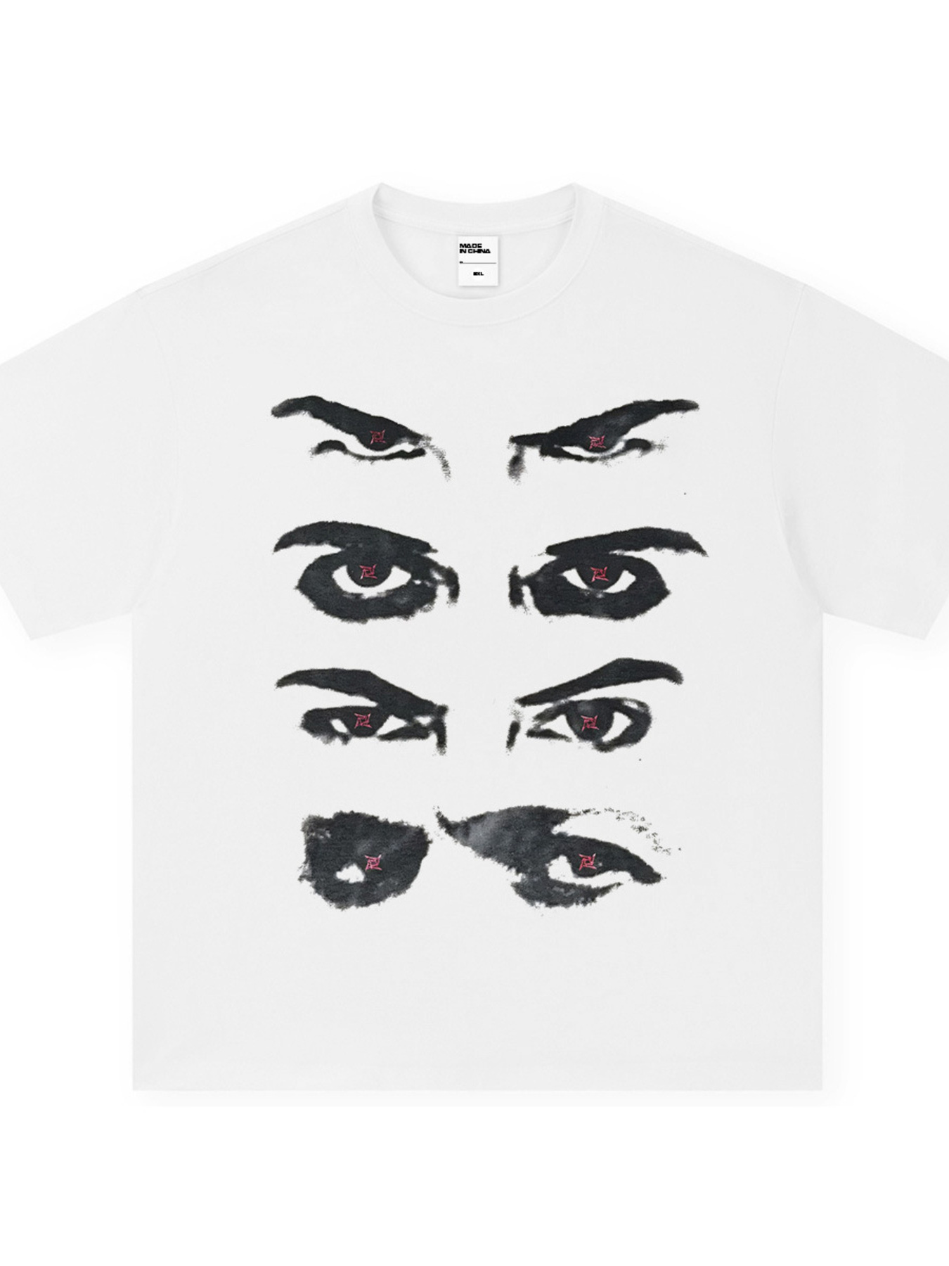 Men's Oversized Eyes Graphic Round Neck T-Shirt