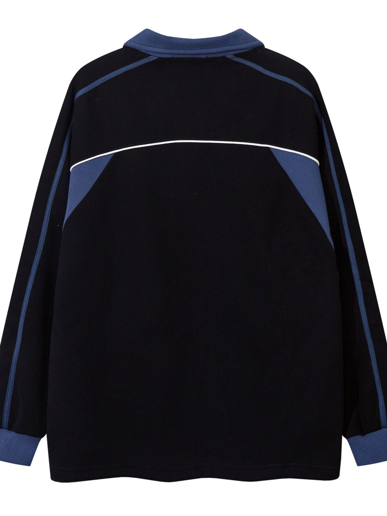 Men's Color Block Long Sleeve Polo with Number 9 Graphic