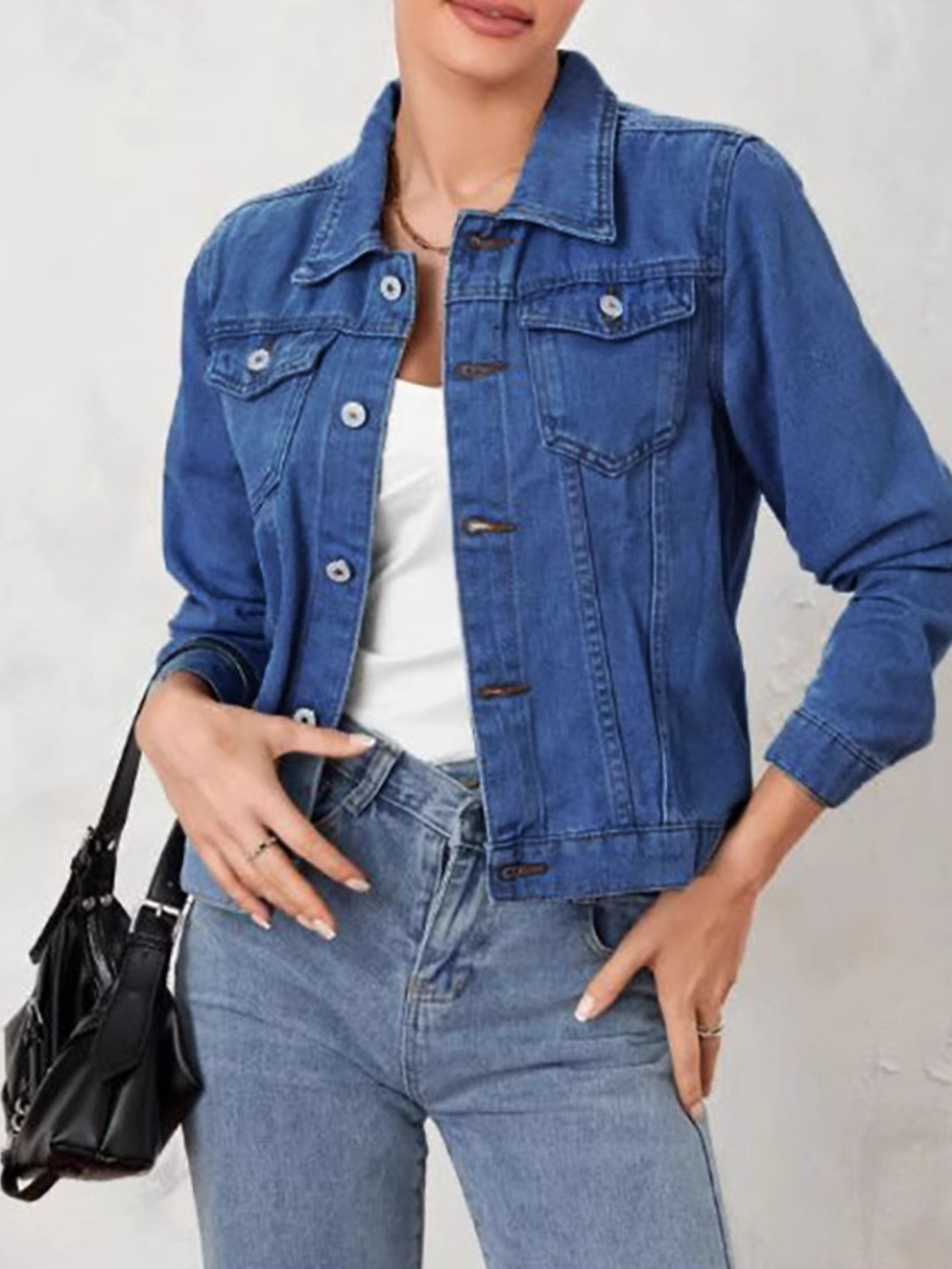Button Up Long Sleeve Denim Jacket