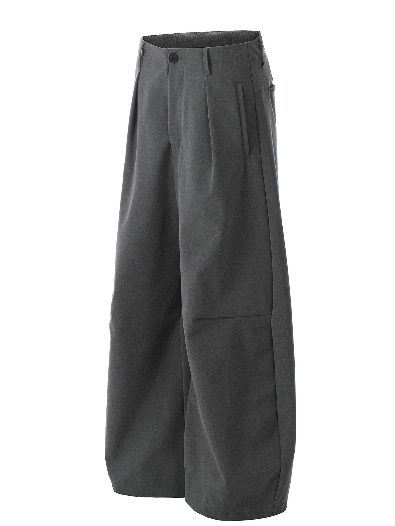 Men's High Waist Pleated Curved Pants