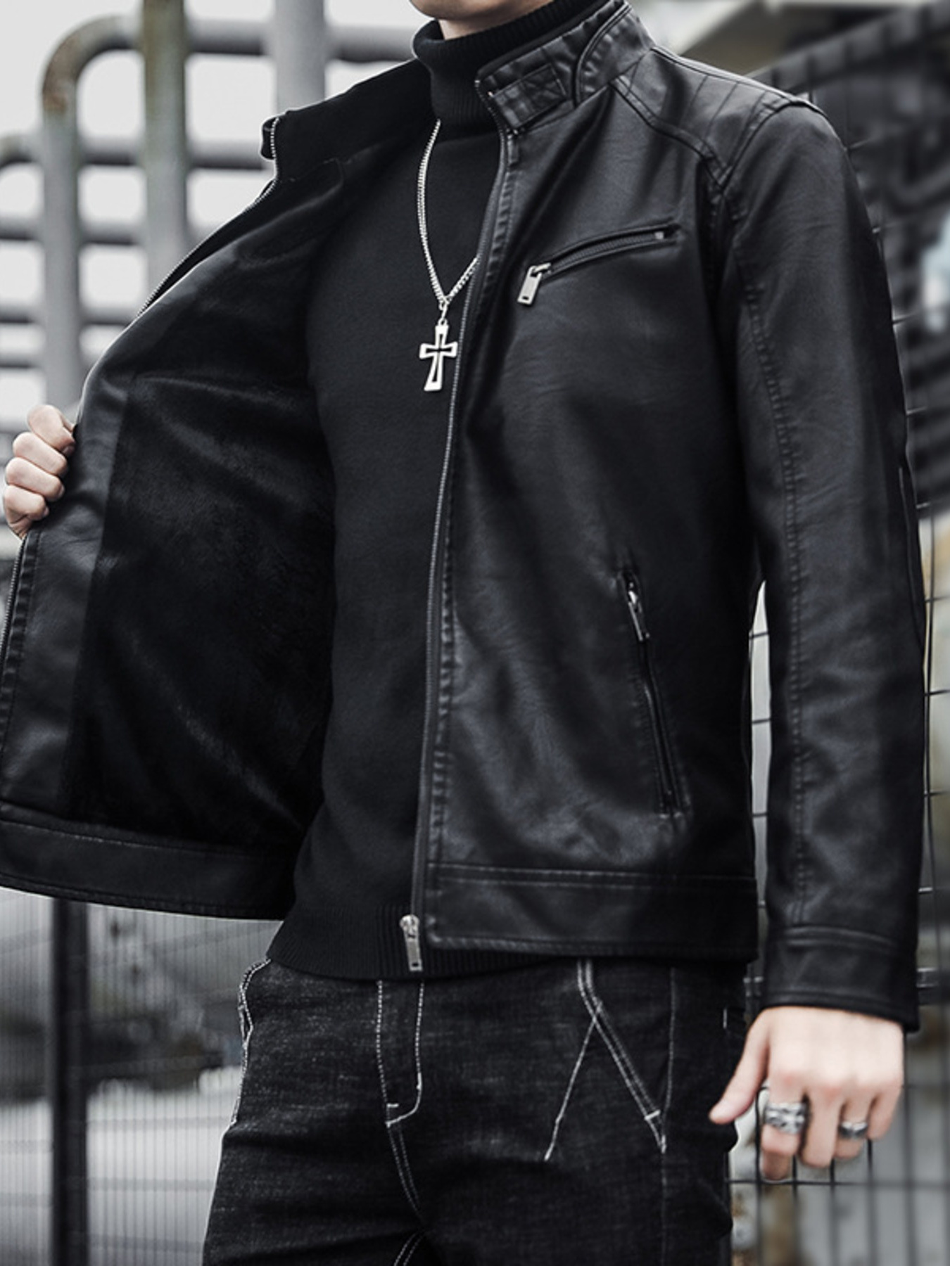 Men's Plus Size Zip Up Long Sleeve Jacket