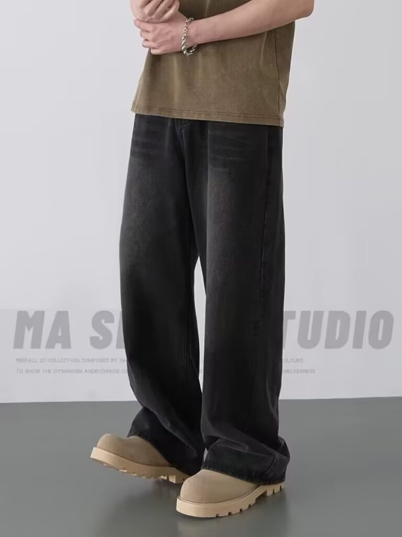 Men's Full Size Wash Loose Fit Jeans Plus Size