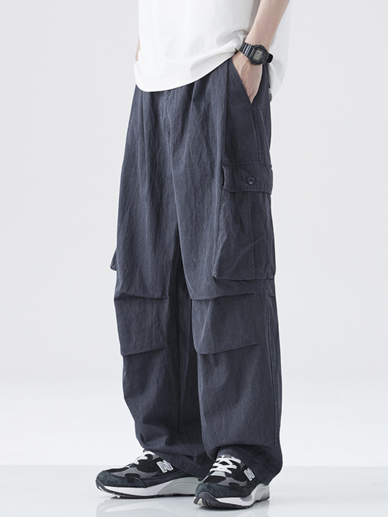 Men's Drawstring Wide Leg Cargo Pants