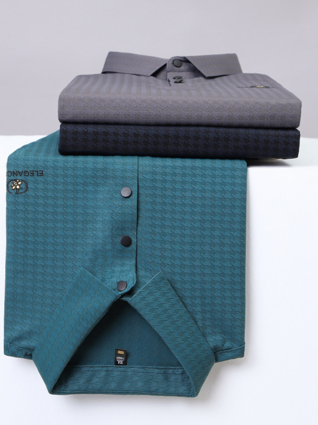 Men's Plus Size Short Sleeve Textured Business Polo Shirt