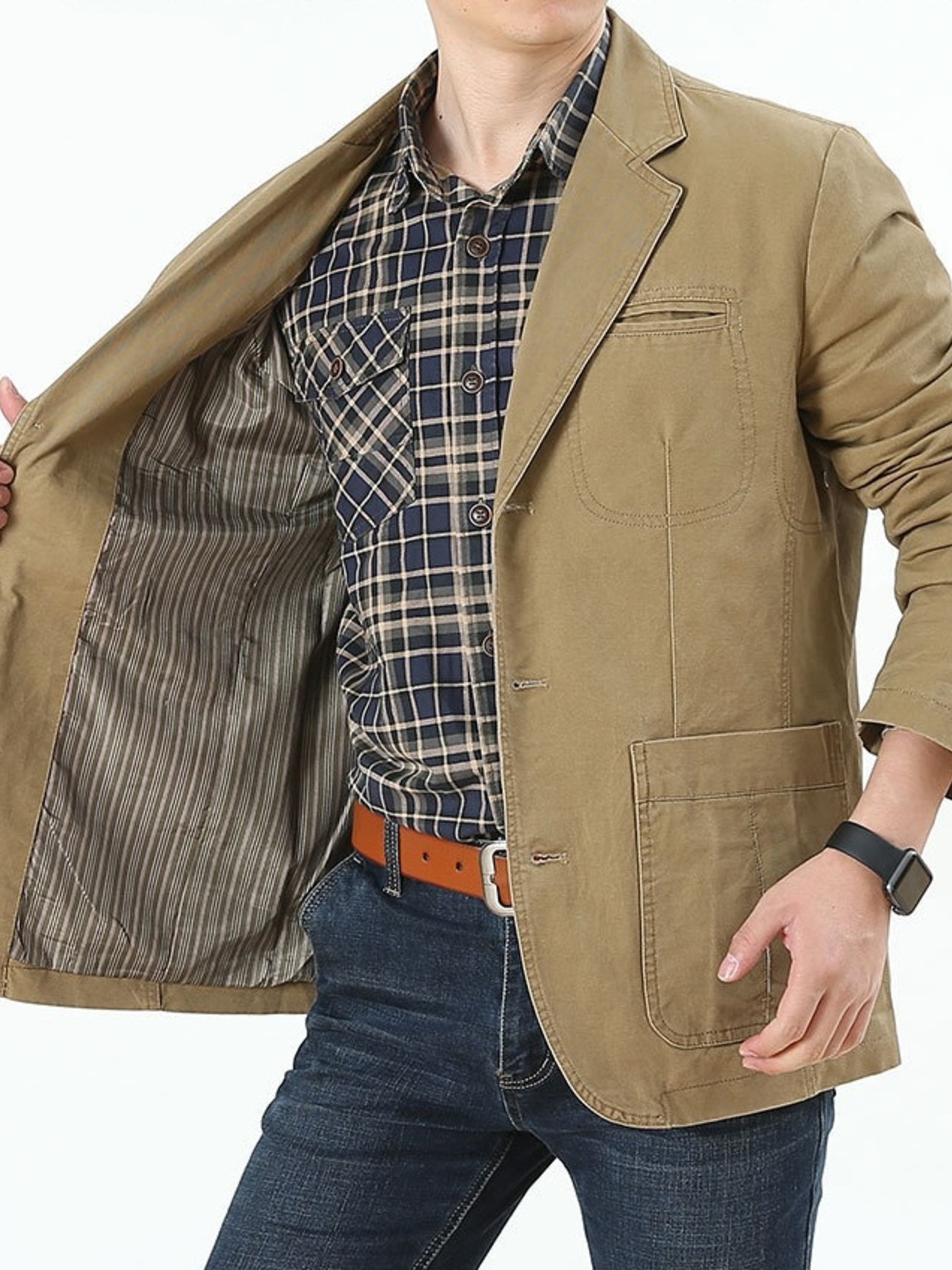 Men's Plus Size Button Up Lapel Collar Blazer