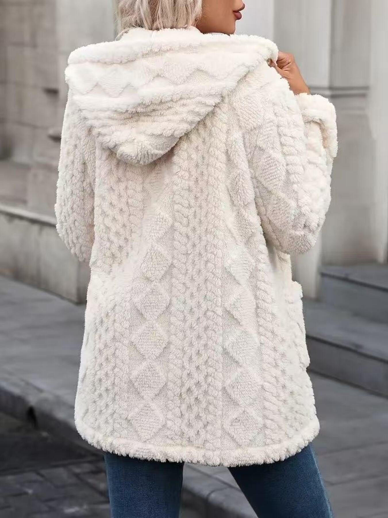 Cozy Button Up Hooded Fleece Outerwear