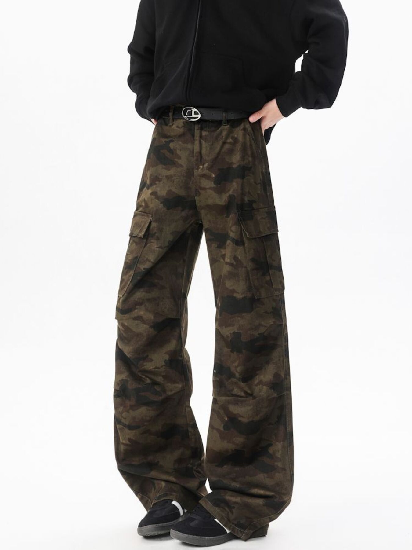 Men's Wide Leg Camouflage Cargo Pants