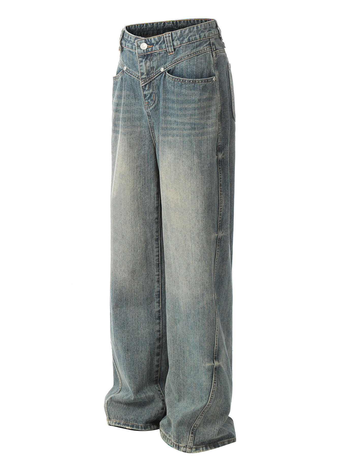 Men's Wide Leg Vintage Wash Jeans