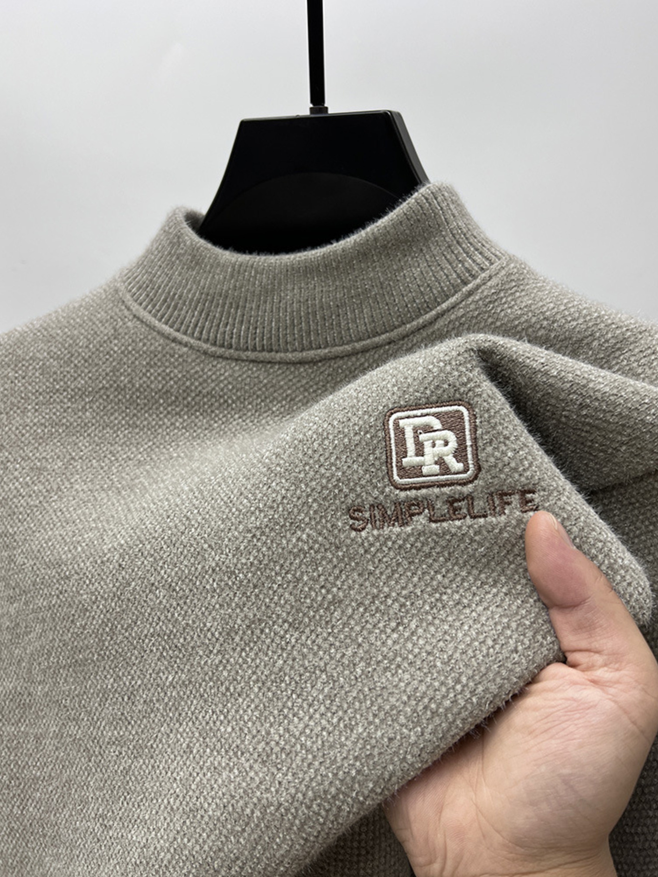 Men's Plus Size Ribbed Hem Long Sleeve Sweater