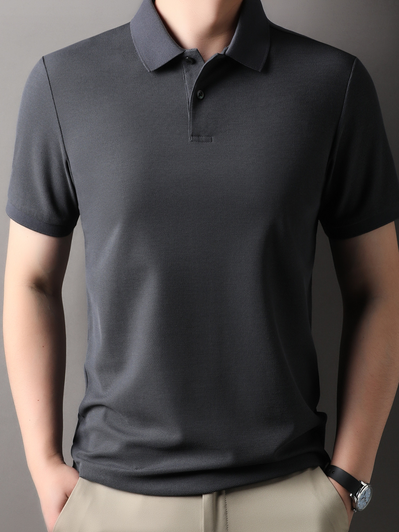 Men's Plus Size Button Detail Short Sleeve Polo