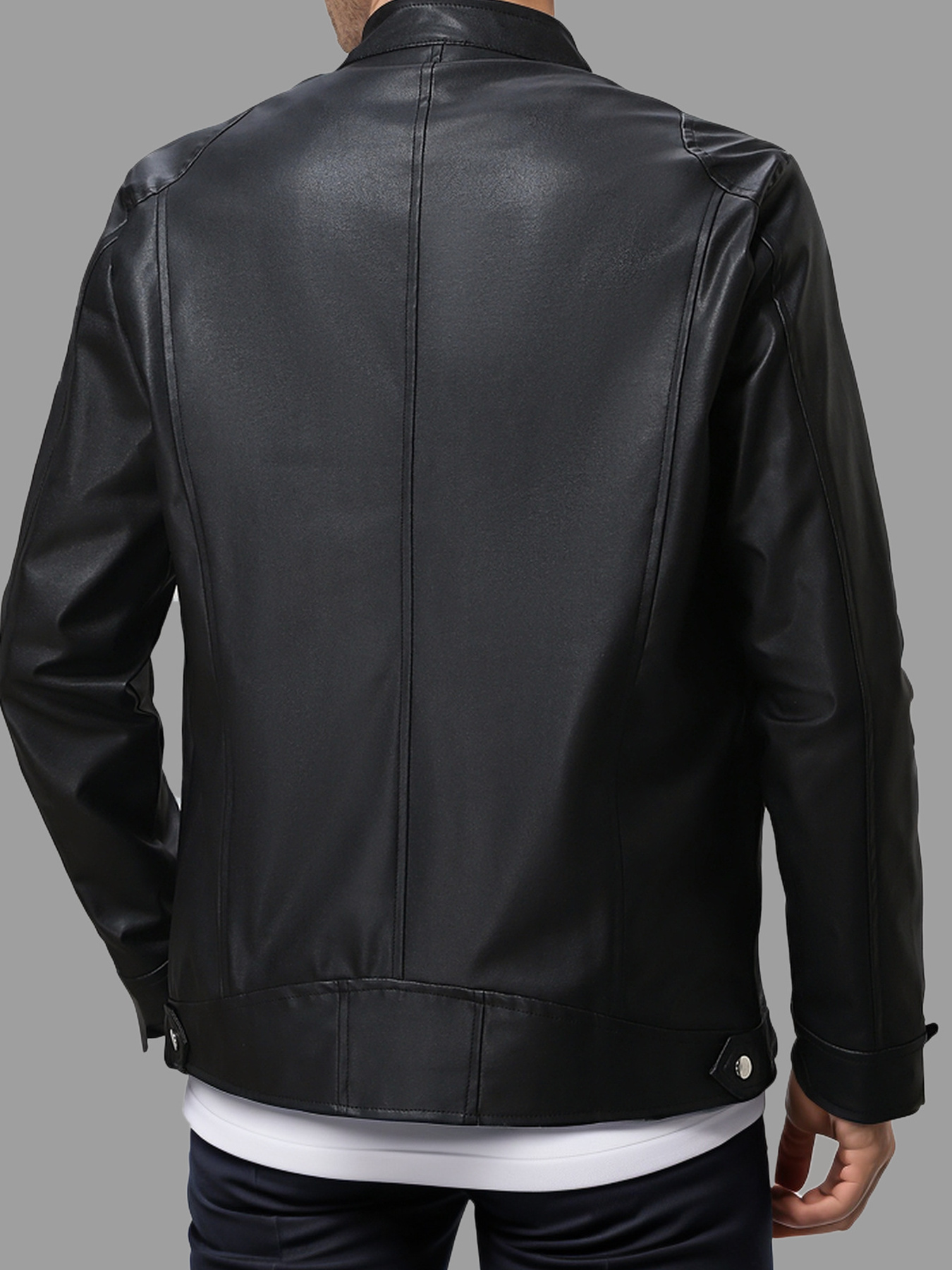 Men's Full Size Zip Up Leather Jacket Plus Size