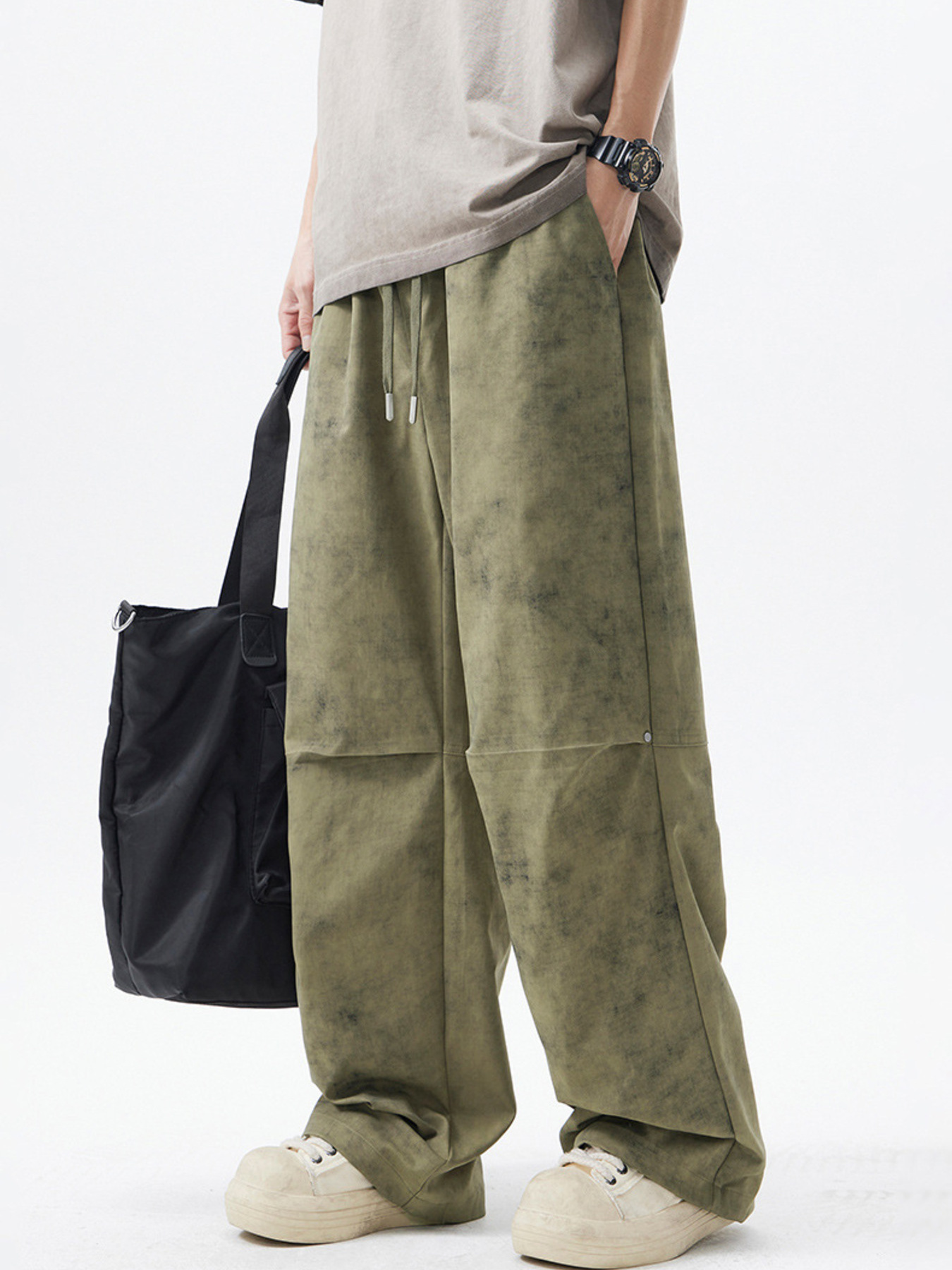 Men's Drawstring Wide Leg Pants