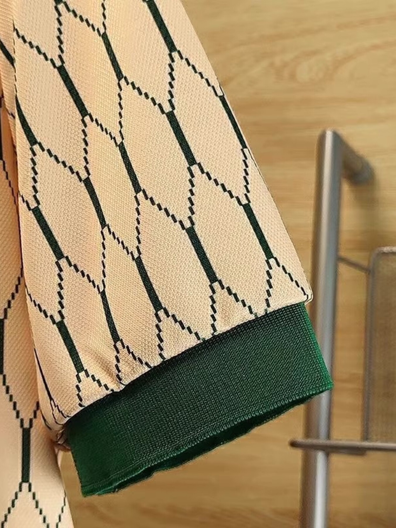 Men's Plus Size Diamond Pattern Contrast Collar Knit Polo