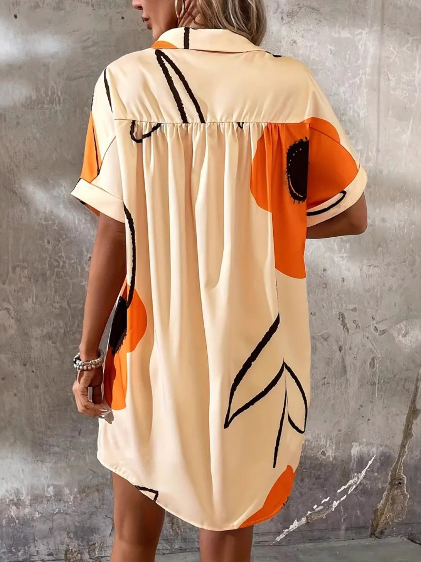 Printed Button-Front Shirt Dress