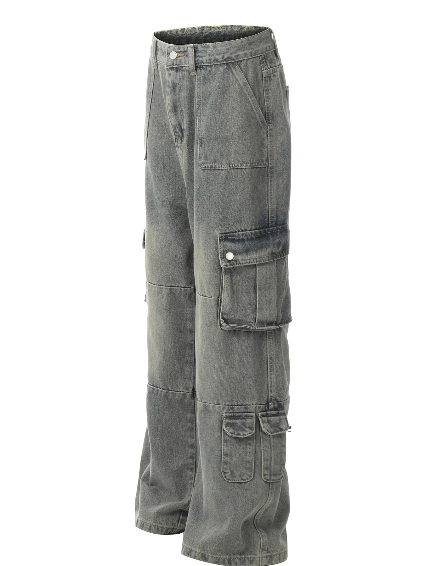 Men's Vintage Washed Cargo Denim Jeans