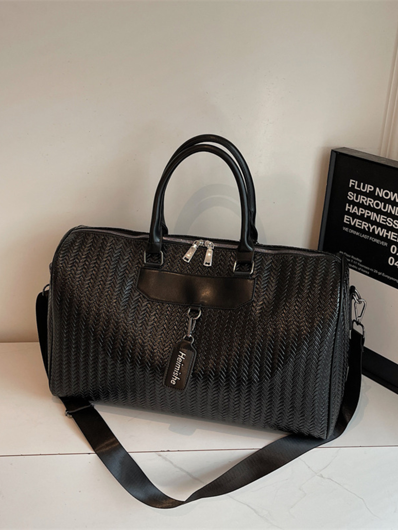 Textured Leather Travel Bag 1