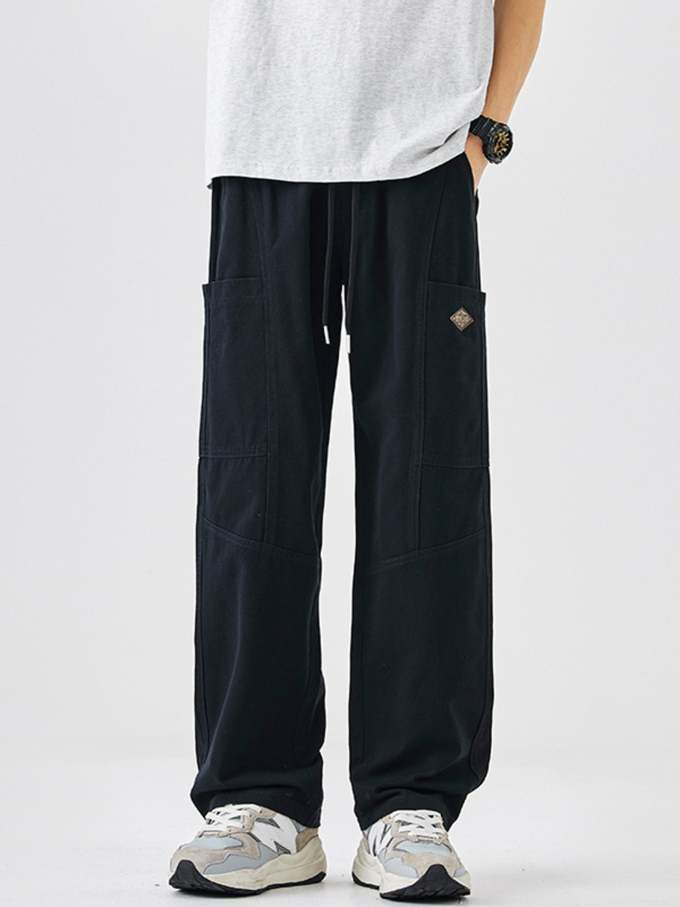 Men's Plus Size Casual Wide-Leg Drawstring Pants
