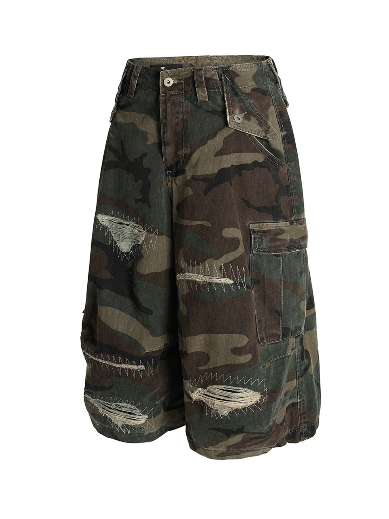 Men's Distressed Camo Cargo Shorts