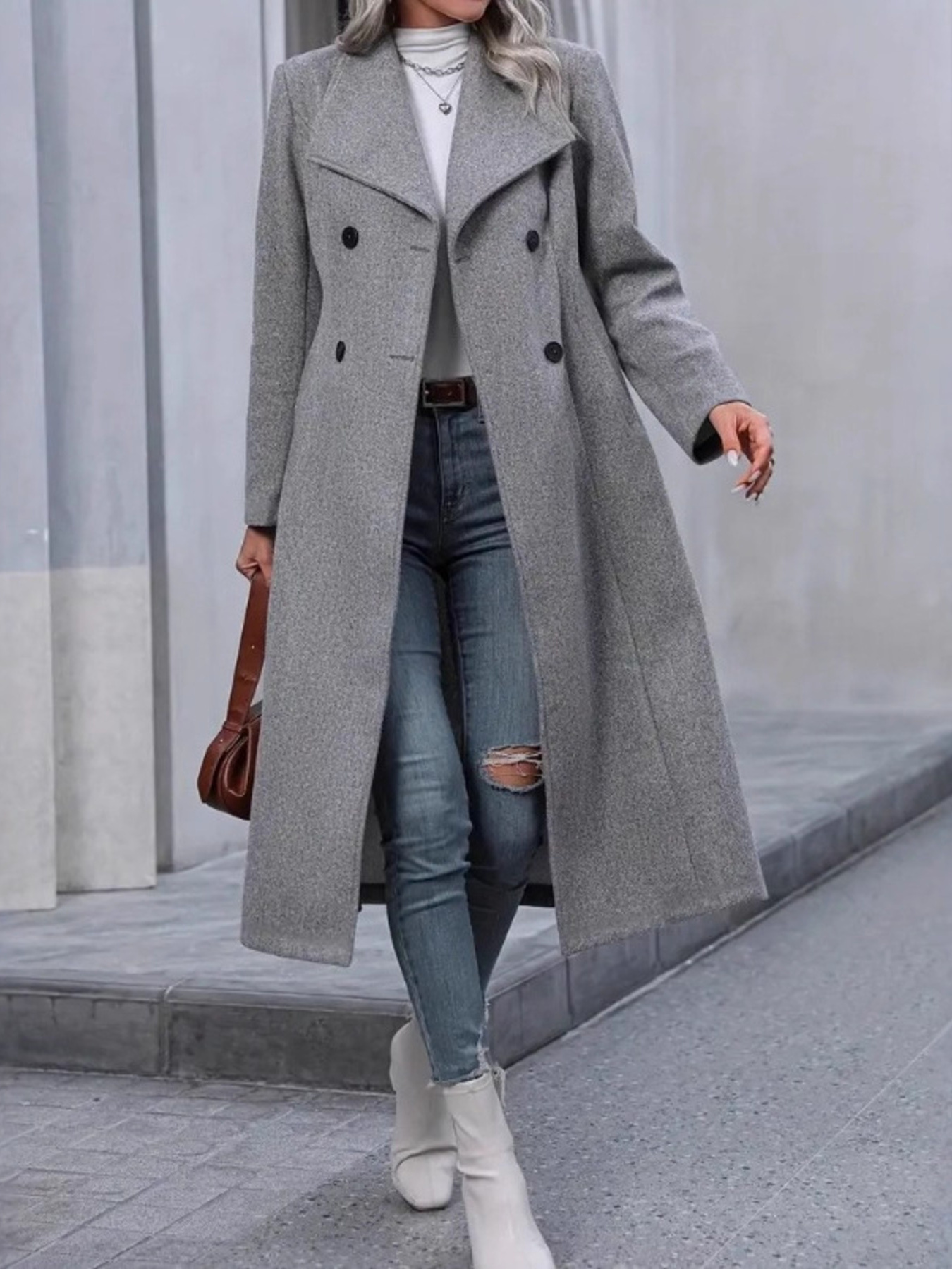 Double-Breasted Longline Overcoat