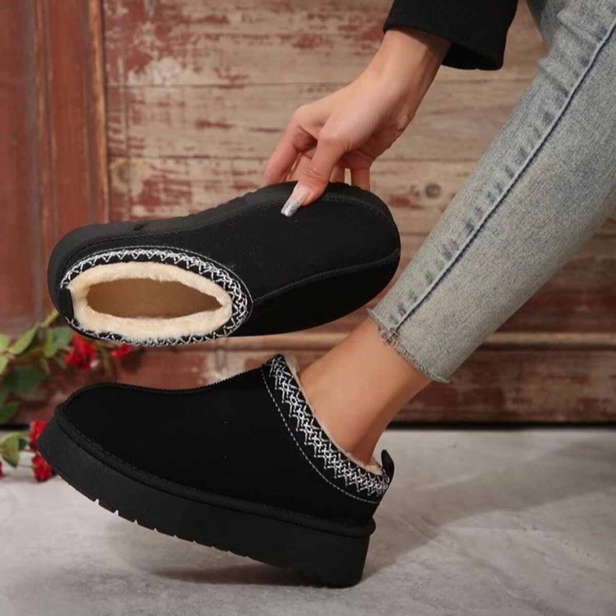 Round Toe Platform Slip-Ons