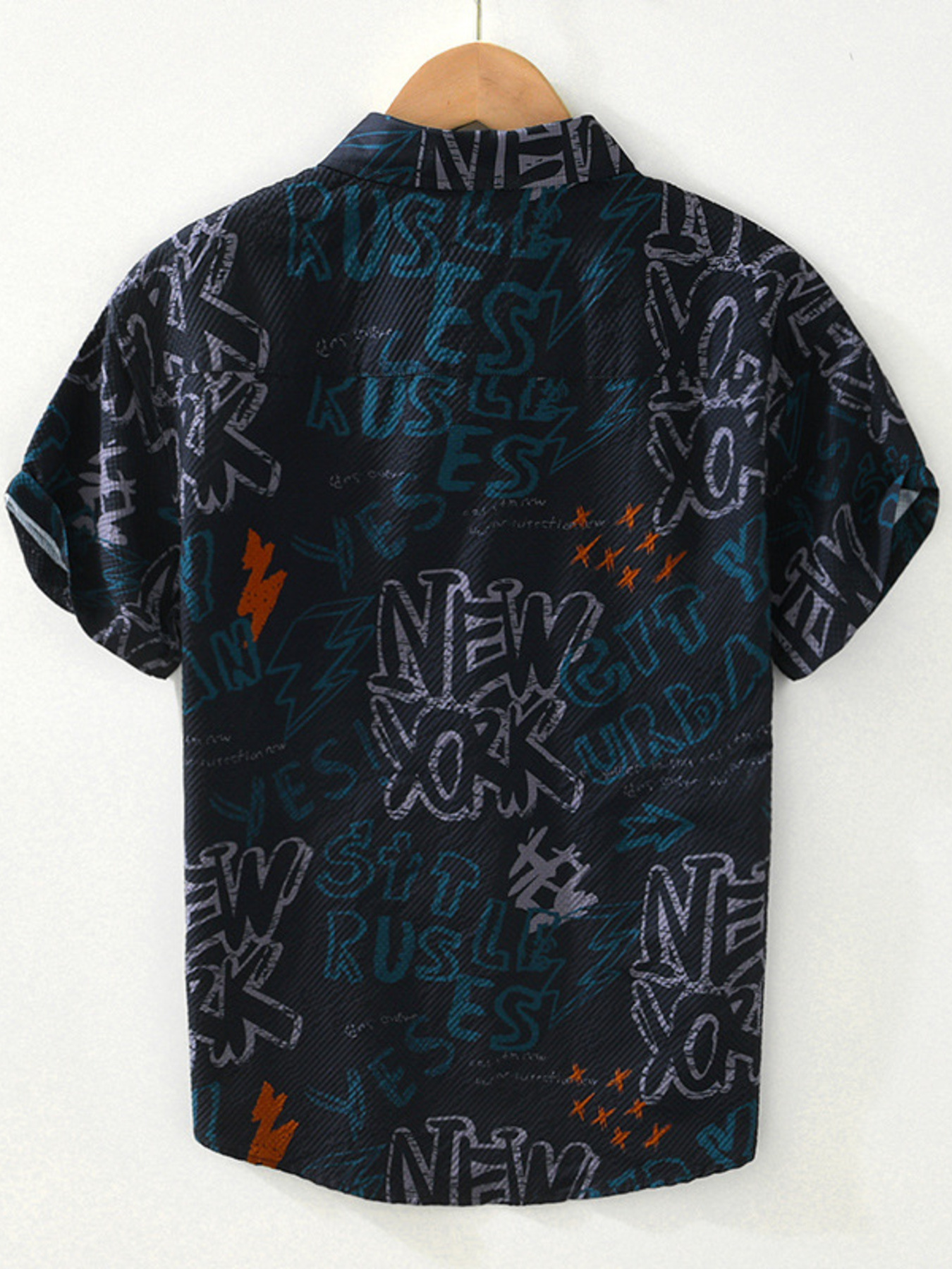 Men's Plus Size Printed Button Up Short Sleeve Shirt