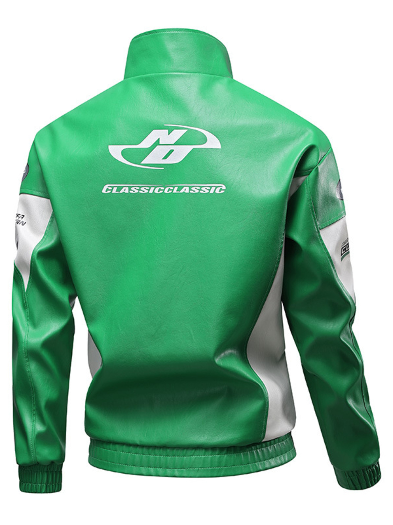 Men's Plus Size Stand Collar Leather Moto Jacket