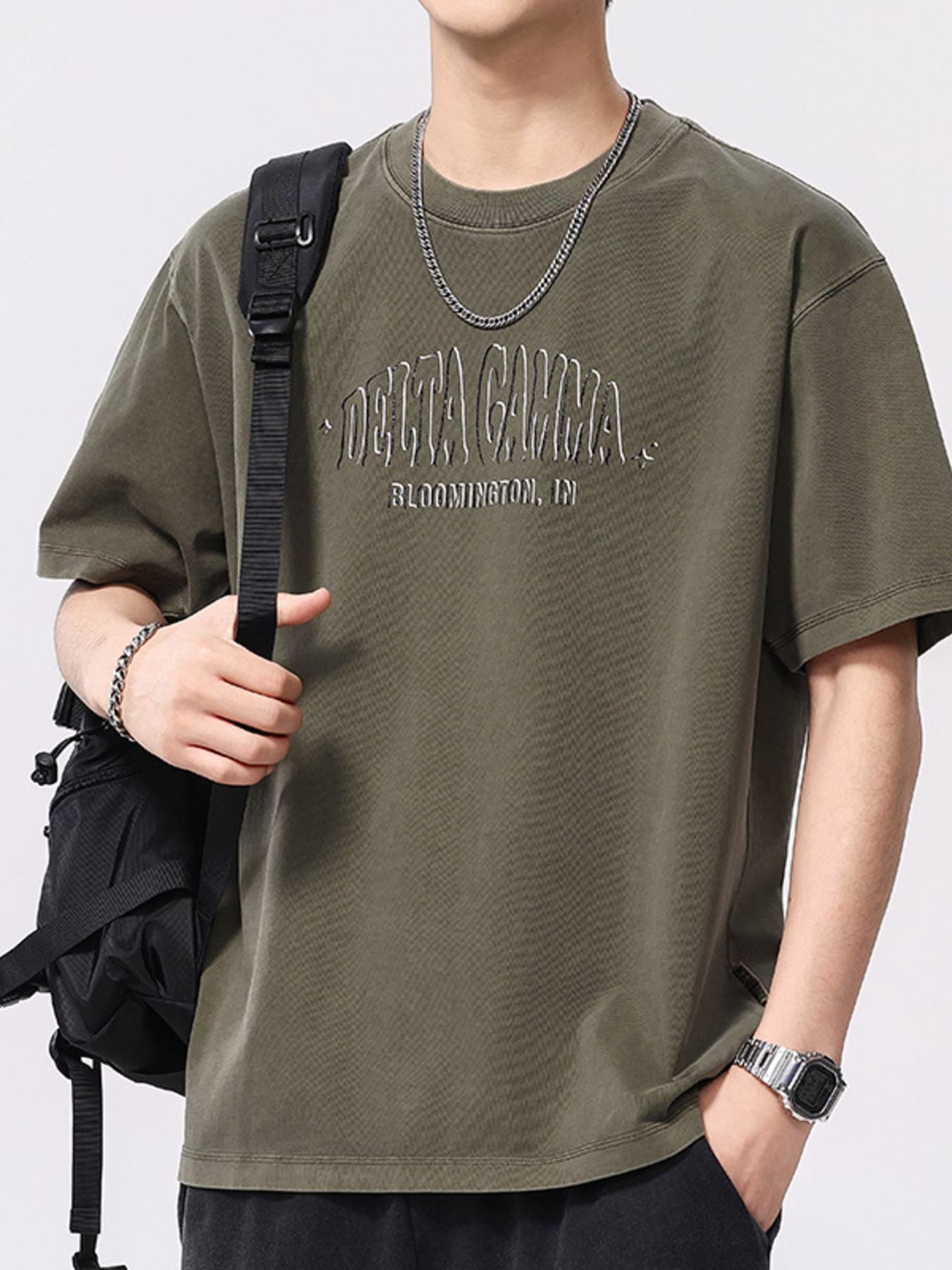 Men's Plus Size Letter Round Neck Short Sleeve T-Shirt